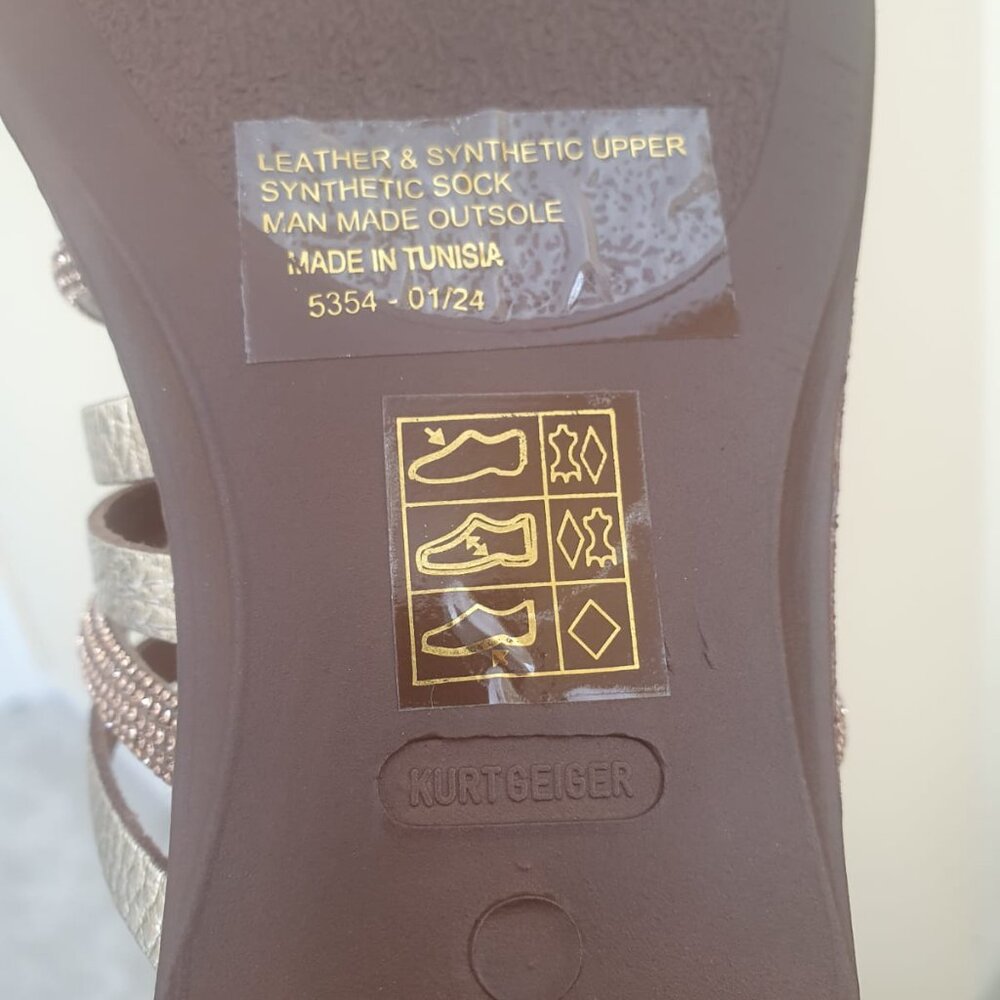 Sandal Kurt Geiger DAISY FLAT  Color: GOLD COMB  Size: 8.5, new, never worn - Picture 9 of 12